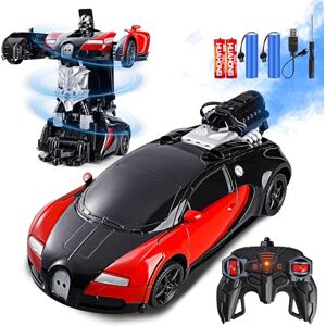 Daioller Voiture Télécommandée pour Enfants,Véhicule Robot Transformable,Jouet Véhicule Rechargeable avec Rotation à 360 Degrés,Robot Enfant avec Brume de Pulvérisation,Garçons de 5, 6, 7, 8, 9 Ans - Publicité