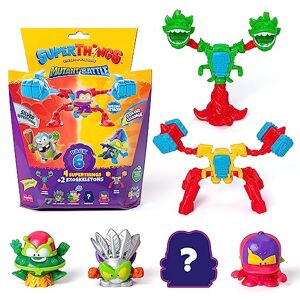 SUPERTHINGS RIVALS OF KABOOM Superthings Mutant Battle Series Lot de 6 pièces Comprenant 4 SuperThings (1 Capitaine Argent) et 2 exosquelettes Pack 4 de 6 - Publicité