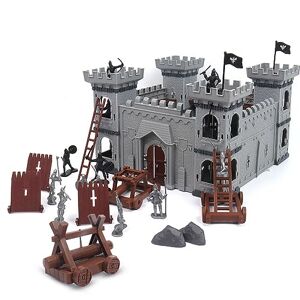 Asudaro Château Jouet Playset Modèle, Ancien Romain Assemblé Chevalier Jouets Modèle DIY Médiéval Miniature Jouet Modèle Comprenant Château Chariots Soldats Médiéval en Plastique Chevalier Action - Publicité