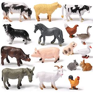 Namalu Aoriher 16 Pcs Jouets Figurines d'animaux de Ferme Figurines d'animaux Réalistes de Jungle Mini Set de Jeu Éducatif d'apprentissage Ornements Toppers de Gâteau d'animaux pour Pâques Anniversaire Noël - Publicité