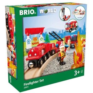 Brio World 33815 Circuit Action Pompier Coffret complet de 18 pièces avec camion son et lumière Circuit de train en bois Jouet mixte à partir de 3 ans - Publicité