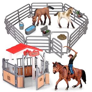 Yilingchild Horse Club, écurie pour filles et garçons, ensemble de jouets de cowboy pour enfants, cadeaux d'anniversaire 4-6, 6-12, animaux de la ferme et cheval - Publicité