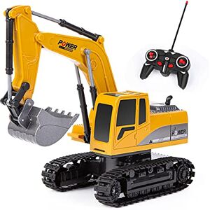 Thedttoy 2,4GHz Pelleteuse Télécommandée Pelleteuse Tracteur pour Enfants Garçons Filles, 6 Canaux Échelle 1:24 Pelle Mécanique Tractopelle Excavatrice Camion Jouet Chantier Télécommande avec LED - Publicité