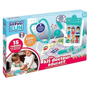 Infini Fun Mon kit Docteur éducatif Bloc Note électronique, stéthoscope, thermomètre, seringue, Stylet et 9 Planches interactives Jouets d'imitation Multi-apprentissages dès 2 Ans - Publicité