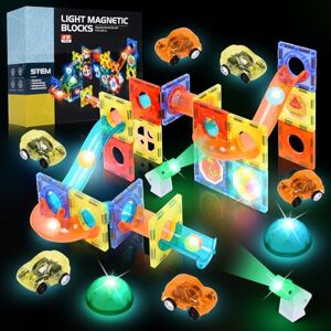 Herenear Blocs Construction Magnétiques Jouet, 49 PCS 3D Jeu Magnetique Construction Aimanté avec 6 Voiture, Jeux Aimantés Construction Magnetiques Enfants Éducatifs Cadeau pour Garçon Fille (49 PCS) - Publicité