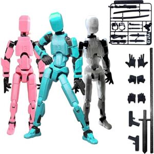 QEOTOH Titan 13 Action Figure, 3D Printed Dummy 13 Action Figure by Lucky 13 Toys, T13 Action Figures 3D Printed Multi-Jointed Movable Toy, Desktop Decorations for Game Lovers Gifts (3-Pack B) - Publicité