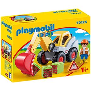 Playmobil 1.2.3 70125 Pelleteuse avec Un Personnage, Un excavateur et du matériel de Construction Mes Premiers Apprendre en s'amusant pour Les Tout-Petits 18-36 Mois - Publicité