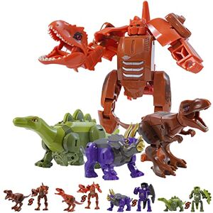 TUNJILOOL Transformers Dinosaure Jouet, 4Pcs Robot Guerrier Dinosaure Transformers pour Enfant garçon 4 5 6 7 8 an - Publicité