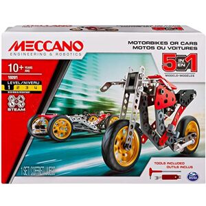 MECCANO VOITURE ET MOTO 5 MODÈLES Coffret Inventions Avec 132 Pièces Et 2 Outils Jeu de Construction 5 Modèles Différents de Véhicules à Construire 6053371 Jouet Enfant 10 Ans et + - Publicité