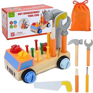 Rtomry Jouet Enfant 3 4 Ans Boite a Outils Enfant en Bois, 53 Pièces  Bricolage Enfant