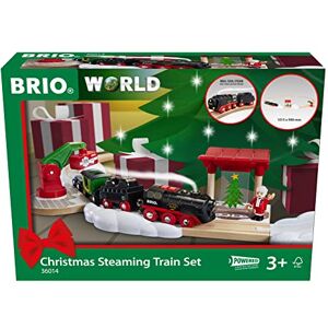 Brio World 36014 Kit de Noël avec batterie De la cheminée de la locomotive émet de la vapeur d'eau froide Grande disposition de rail pour un tour autour du sapin de Noël Recommandé à partir de 3 - Publicité