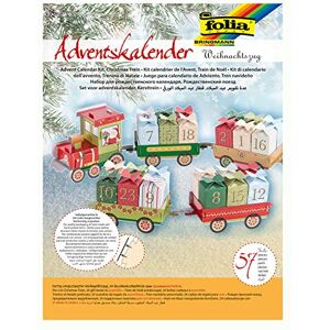 Folia 9394 Calendrier de l'Avent Train de Noël 60 pièces Kit de Bricolage avec Chemin de Fer prédécoupé et 24 Paquets Cadeaux à emboîter, idéal pour Les Petits Cadeaux de l'Avent - Publicité