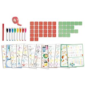 Hape Coffret Artistique Alphabet et Chiffres à Tracer Enfants de 4 ans et Plus Pour Motricité, Écriture, Alphabet Enfant Pochoirs avec 44 Lettres, 10 activités Adapté aux Petites Mains - Publicité