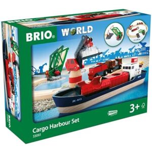 Brio World 33061 Circuit d'Activités Portuaires Coffret complet 16 pièces avec grue pivotante et pont levant Bateau inclus Circuit de train en bois Jouet mixte dès 3 ans - Publicité