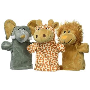 Goki Lot de 3 marionnettes Peluches à Main Animaux Sauvages - Publicité