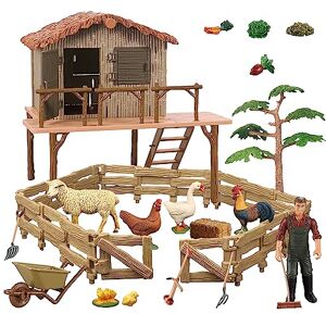 Hyrenee Jouets de Ferme Jouets de Ferme Animaux de Ferme Figurines Clôture pour 3-12 Ans Enfants Garçons Filles Tout-Petits (Jeu de la Ferme) - Publicité