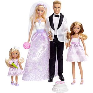 Barbie Coffret Mariage 4 poupées, Dont Deux mariés et Deux Demoiselles d'honneur, Jouet pour Enfant, DJR88 - Publicité