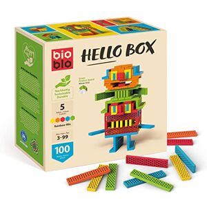 bioblo Hello Box Rainbow Mix   100 Blocs de Construction colorés durables pour Enfants à partir de 3 Ans   Blocs de Construction en Bois pour Enfants   Jouet STEM Montessori pour Jeux d'empilage et - Publicité