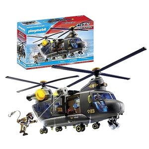Playmobil 71149 Hélicoptère de Transport des Forces spéciales City Action avec Deux Personnages et Un hélicoptère avec Fonctions sonores et Lumineuses Ville & Métiers Dès 5 Ans - Publicité