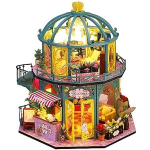 ELZEM Kit De Maison De Poupée Miniature Bricolage Magnifique Kit De Décoration D'intérieur Livré avec Cache-Poussière et Lumière LED Top Cadeaux Pour Les Enfants 14 15 16 17 Ans En Haut A - Publicité