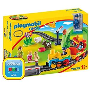 Playmobil 1.2.3 70179 Train avec passagers et Circuit avec des Rails, Une barrière et différents Animaux Mes Premiers Apprendre en s'amusant pour Les Tout-Petits 18-36 Mois - Publicité