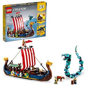 Lego Creator 31132 Ensemble de jouets de construction 3 en 1 avec bateau viking et serpent Midgard pour garçons, filles et enfants à partir de 9 ans (1 192 pièces) - Publicité