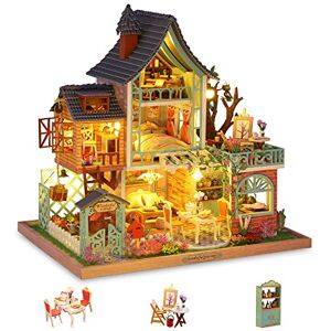 Cuteefun Maquette Maison Miniature pour Adulte à Construire, DIY Maison de Poupée Miniature Bois en Kit avec Meubles Musique Outils, Cadeau de Bricolage Artisanal (Joyeuse Station Balnéaire Jungle) - Publicité