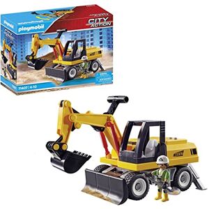 Playmobil 71407 Pelleteuse City Action avec Un Bras réglable pour Creuser et Pieds d'appui et Un Personnage Engin de Chantier pour Les Fans de Construction Ville & Métiers Dès 4 Ans - Publicité