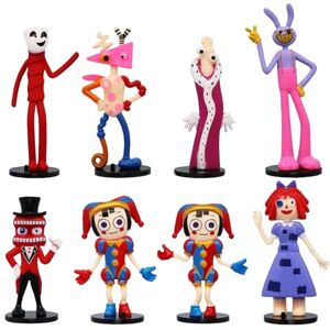 YOUYIKE 8 Pcs Figurines NuméRiques de Cirque, Cirque Cake Figure Décorationake, Cirque ModèLe de Figurine d'action, 3D Mini Cirque Numérique Figure pour Enfant Fête d'anniversaire Décoration Garçons Cadeau - Publicité