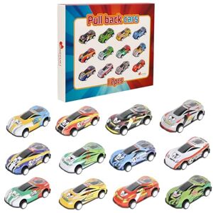 Jingyukj Petites Voitures,Lot de12 Petite Voiture Enfant,Petite Voiture Metal,avec Détails Réalistes Mini Voitures de Course à Friction pour Le Jour de NoëlLes Fêtes d'anniversaire Petit Voiture - Publicité