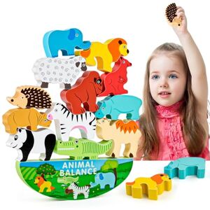 WuGU Jouet à Empiler en Bois Animaux, Jouet à Empiler pour Enfants Blocs de Construction, Jeux D'équilibre en Bois, Jeux Montessori pour 2 3 4 5 Ans Jouets Éducatifs - Publicité