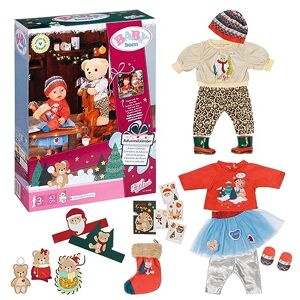 BABY born Calendrier de l'Avent 834466 24 vêtements & accessoires de haute qualité de Noël pour les poupées qui mesurent jusqu'à 43 cm – Avec 1 pull, 1 bonnet, des bottes, leggings & +, dès 3 ans - Publicité