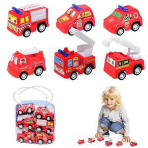 GomEi Camion de Pompiers Mini, 6PCS Jouet Voiture de Pompier Mini Pull Back Voiture Jouets Petite Voiture Véhicules de Sauvetage Ensemble de Mini Modèles Firetruck Cadeau pour Enfants de 3+ Ans - Publicité