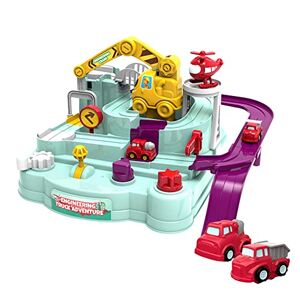 NGUMMS Adventure Car Kid Toys, Garage Voiture Enfants 4 en 1 Piste Aventure de Voiture Jouet, Jouet Montessori Éducatif Interactif de Véhicule pour Garçon Fille (E avec 2 Voitures) - Publicité