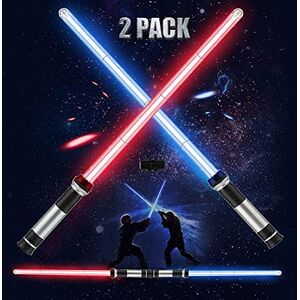 HenTuha 2Pcs 2-en-1 7 Couleurs Changeantes LED Allumer Sabre Laser, Sabre Laser Star Wars, Sabre Laser-Star Wars-Lumineux Et Sonore, Sabre Laser À Double Tête, Son Bas Frugal - Publicité