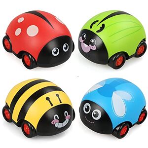 JoyPlus Voiture Bebe, 4 Pièces Petites Voiture Enfant, Pull Back Voitures Ensemble de Mini Voiture Enfants Jouets Friction Véhicules Cadeaux pour Enfants Bébés Garçons Filles à Partir de 1 2 3 Ans - Publicité