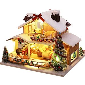 Spilay Maison de poupée miniature avec meubles, bricolage en bois, mini kit de Noël fait à la main avec housse anti-poussière et mouvement musical, idée cadeau pour un ami ou un amateur - Publicité