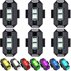 Funmo Lumières Stroboscopiques pour Drone, 6 Pièces 7 Couleurs Lumière Stroboscopique de Drone Lumière Anti-collision Lumière d'avertissement de Muit pour Motos Dirt Bikes Vélos électriques RC Cars - Publicité