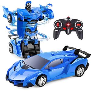 Yellcetoy Voiture Télécommandée Robot Jouet pour Enfant 3-12 Ans, 2.4GHz 2 en 1 Transformable Transformateurs Robot Voiture Jouet Cadeau pour Enfant Garçons Filles Bleu - Publicité