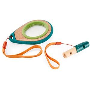 Hape Kit de Découverte de la Nature, Loupe et Sifflet 2 Tons en Bambou et Plastique Végétal, Loupe à Grossissement x 4 Enfant 3 ans et plus Kit Jouets pour Exploration Nature Fun Explorateur - Publicité