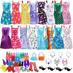 BODYA Lot de 32 accessoires pour poupée Barbie Robes Chaussures Lunettes de soleil Cadeau pour fille - Publicité