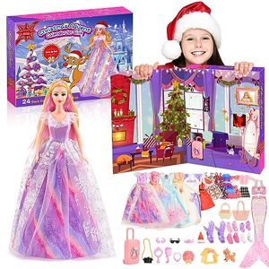 HappyGoLucky Calendrier de L'Avent 2023 Fille, Jouet Fille 3 4 5 6 7 8 Ans Cadeau Fille 3-10 Ans Jouet Enfant Vetement Accessoire Poupee Cadeaux de Noël Enfants Robe Princesse Fille Licorne Sirene - Publicité