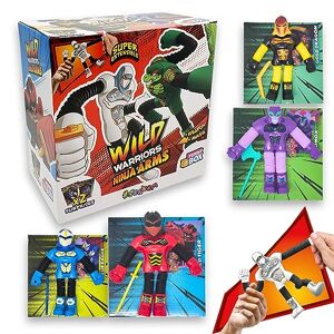 #sbabam , Funny Box Wild Warriors Ninja Arms, Jeux pour Enfants Kiosques à journaux, Robot Jouet avec Masques et Armes Interchangeables, Jouets Guerriers Ninja, Bras et Jambes Extensible 25 cm, Pack 2 - Publicité