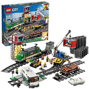 Lego 60198 City Le Train de Marchandises Télécommandé, Jouet pour Enfants dès 6 Ans, Bluetooth RC, 3 Wagons, Rails et Accessoires - Publicité