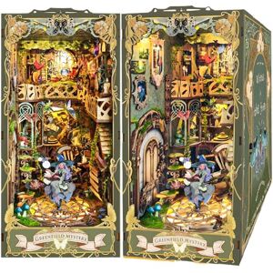 AOSFYORR Livre Nook Kit pour Adultes, Bricolage Booknook Miniature Dollhouse Kit étagère Insert Decor Alley, 3D Puzzle Book Nook Modèle Kit avec LED, Vert Fairyland - Publicité