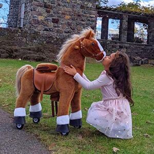 PonyCycle Officiel Classique U Série à Cheval Jouet en Peluche Animal Marchant Cheval Brun pour Les Enfants de 4 à 9 Ans Taille Moyenne U424 - Publicité