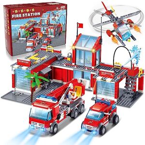 HOGOKIDS City Caserne de Pompiers Jouets de Construction 775 Pièces Fire Rescue Helicopter Ensemble de Jouets Ambulance Camion de Pompiers Cadeau pour Enfants Garçons Filles Âge 6 7 8 9 10 11+ Ans - Publicité