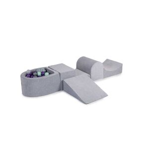MeowBaby Set de mousse gris clair balles Violet/Menthe/Argent/Transparent Multicolore 45x30x250cm