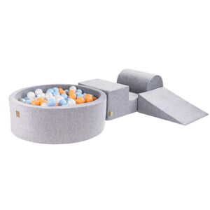 MeowBaby Set mousse piscine gris clair boules Blanc/Bleu/Pêche Multicolore 45x30x235cm