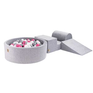 MeowBaby Set mousse piscine gris clair boules Gris/Blanc/Rose clair Multicolore 45x30x235cm